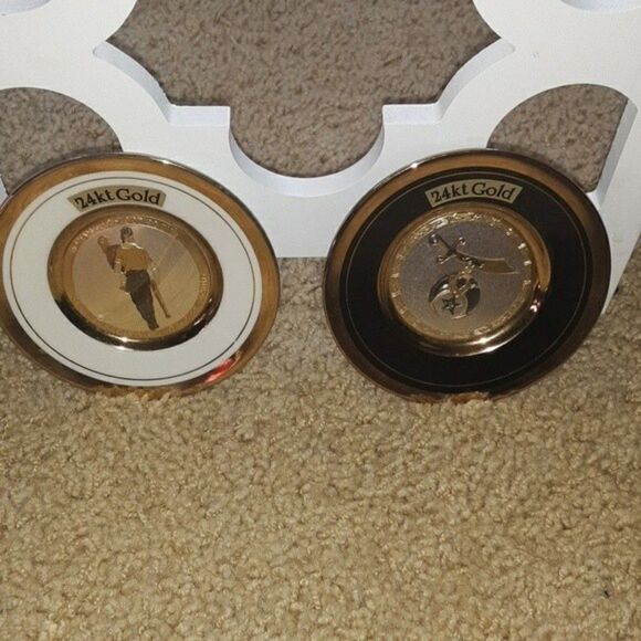 Art of Chokin 24KT Gold Edged Decorative Set black white plate mini vintage - Picture 3 of 16